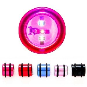 Villogó fültágító dugó - több színben és méretben - Vastagság: 12 mm, A piercing színe: Rózsaszín