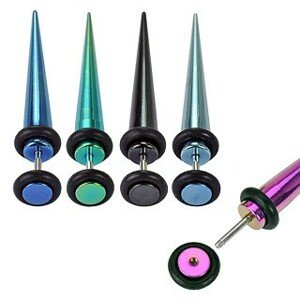 Hamis expander acélból - színes, aloxált, gumival - A piercing színe: Fekete