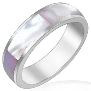 Acél karikagyűrű - rózsaszín gyöngyházfényű - Nagyság: 52