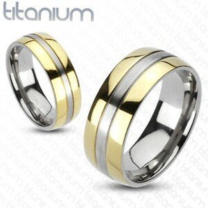 Titánium gyűrű - arany és ezüst színkombináció - Nagyság: 65