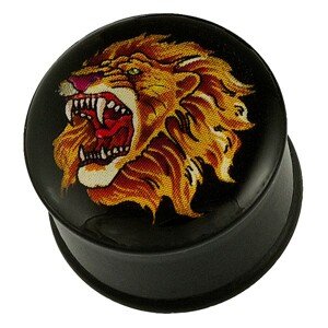 Fültágító plug - oroszlánfej - A piercing vastagsága: 6,5 mm