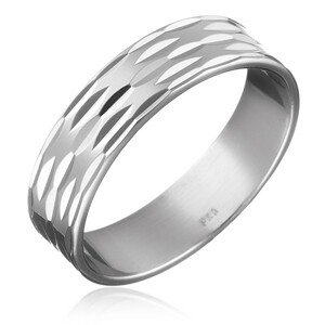 Sterling ezüst gyűrű - három sor magocska alakú véset - Nagyság: 49
