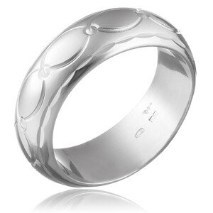 Széles sterling ezüst gyűrű - oválisok és kúpok - Nagyság: 50