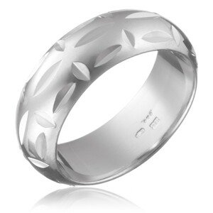 Gyűrű 925 ezüstből - fényes, merőlegesen elhelyezett mélyedések - Nagyság: 56