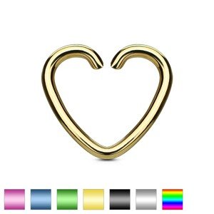 Hamis fülpiercing titánból - színes szívecske - A piercing színe: Arany